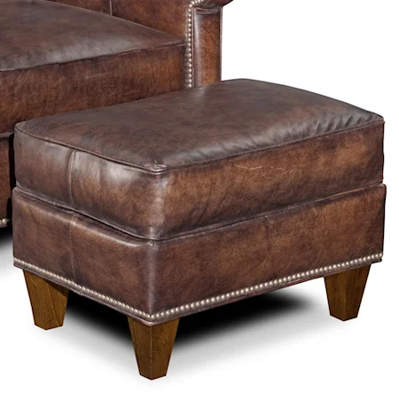 Leather Cushion Rest Ottoman with Nail Head